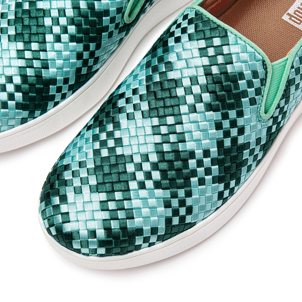 Fitflop Womens Slip-on Mint Green - Rally Silky-weave Sneakers - 59CGFQINV